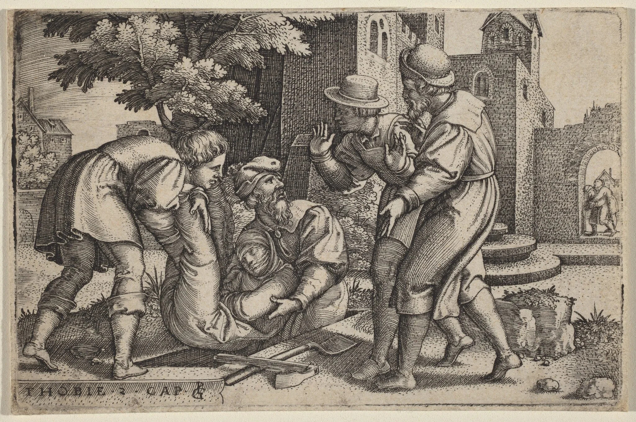 Tobias Burying One of the Children of Israel, detail