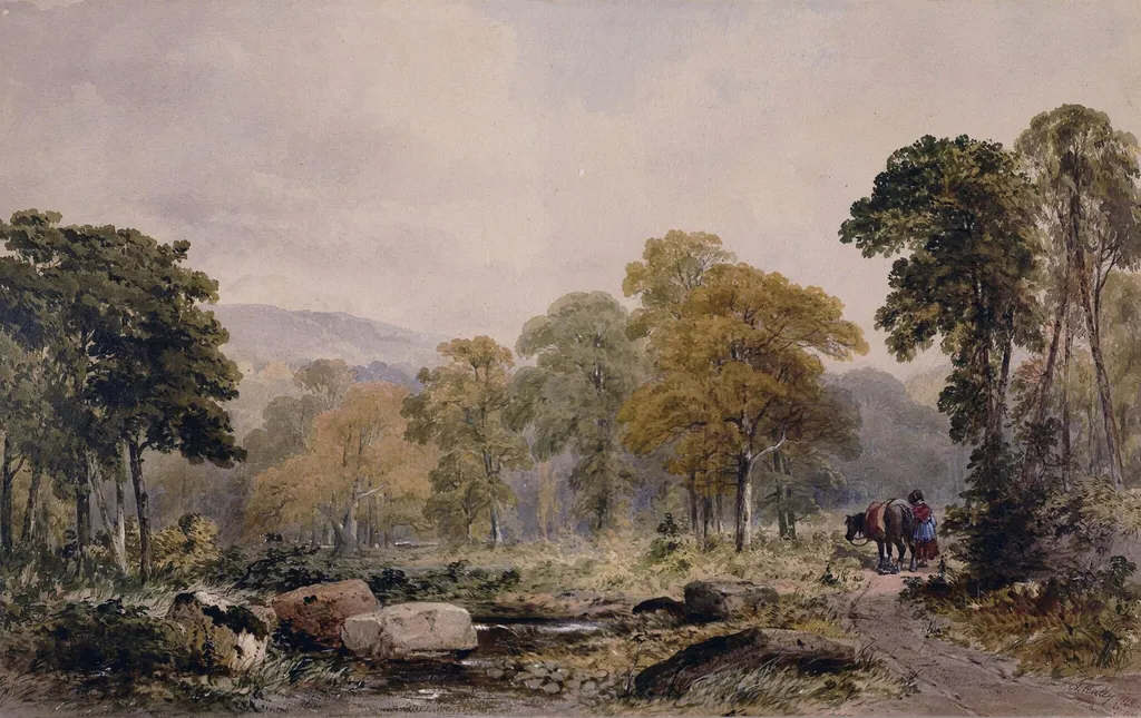 A Wood near Cheltenham, by Penley, watercolor, 1848