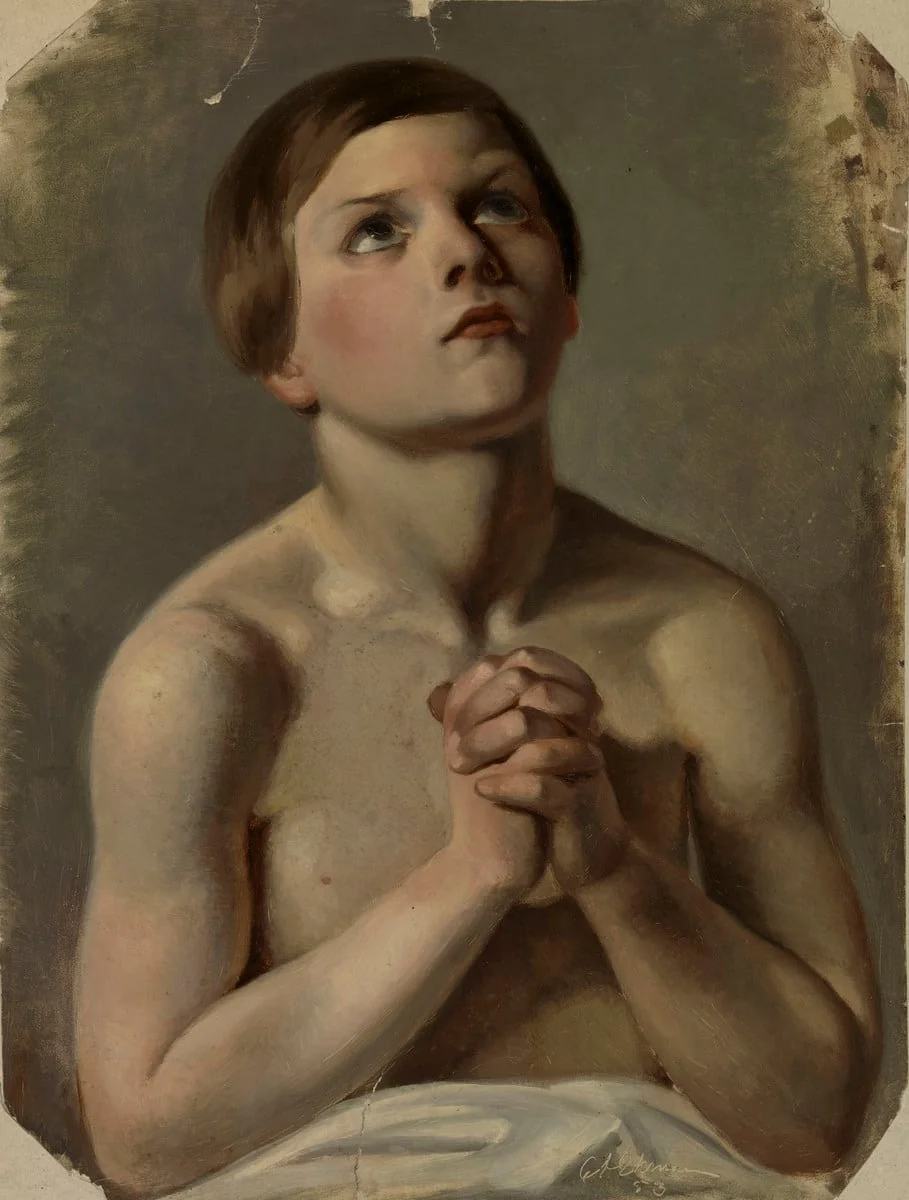 Rukoileva poika, detail