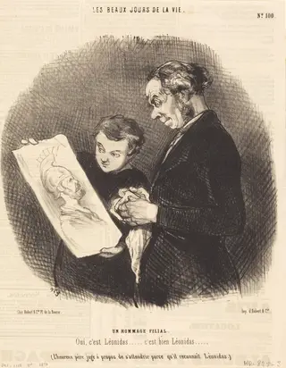 Un Hommage filial, by Honoré Daumier, ink, 1846