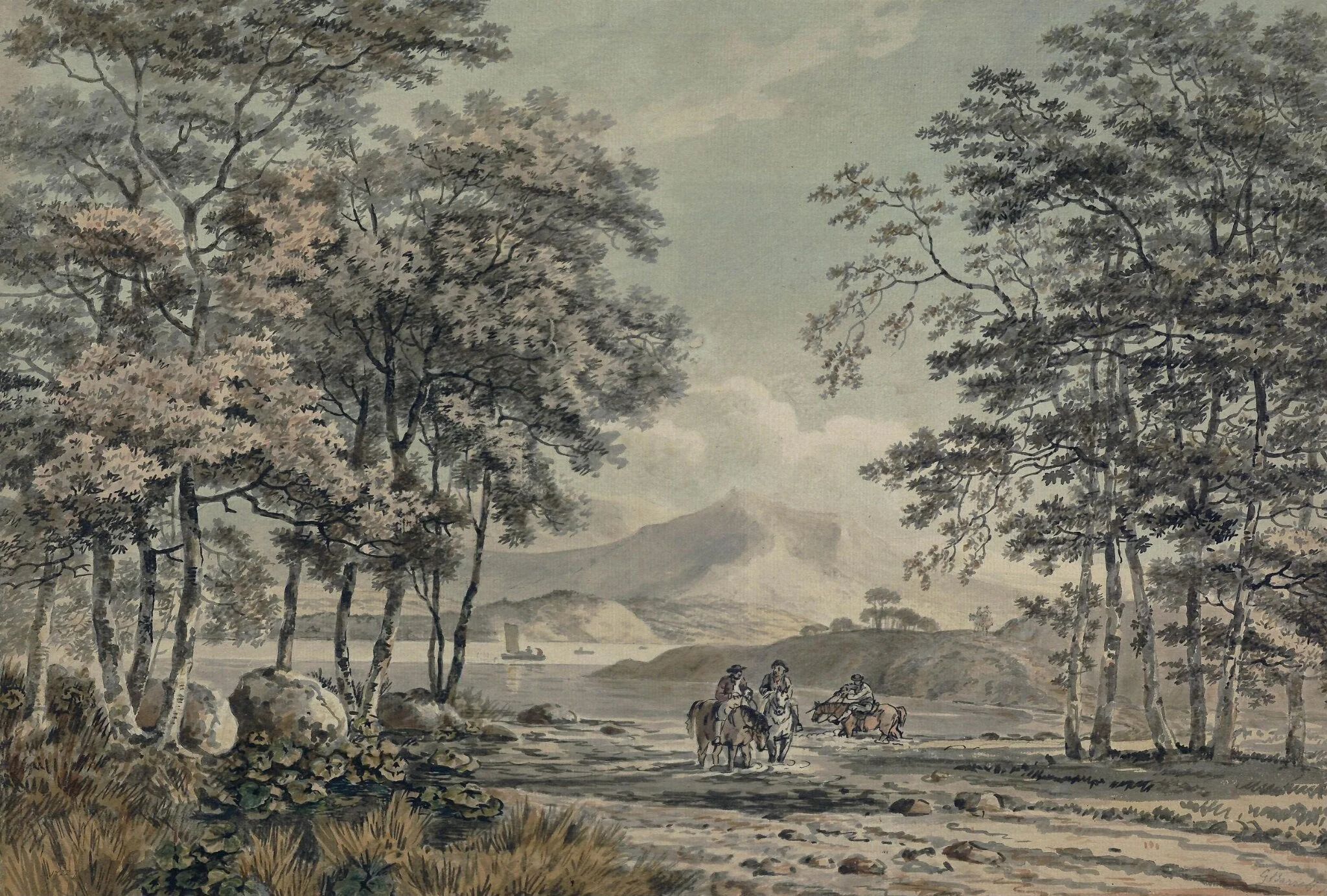 Landscape with River and Figures, detail