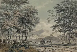 Landscape with River and Figures, by George Barret, Sr., watercolor, 1782