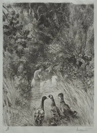 The Surprised Ducks, by Félix Bracquemond, 1882