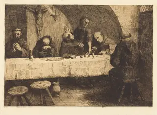 The Refectory (Le refectoire), by Alphonse Legros, ink, 1874