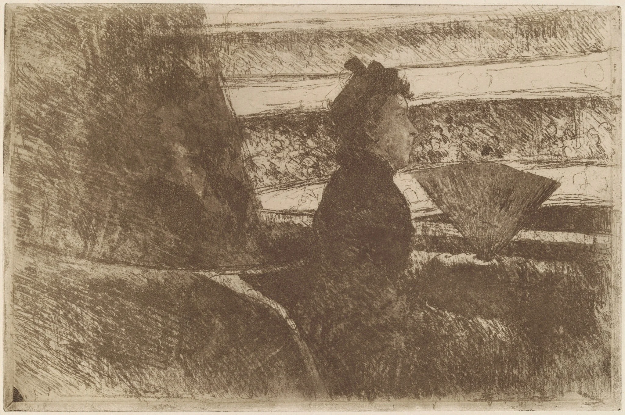 Lady in Black, in a Loge, Facing Right, detail