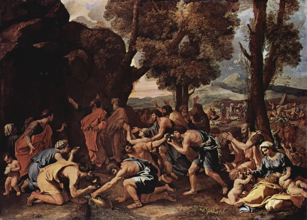 Moses Striking the Rock, by Nicolas Poussin, oil, 1633