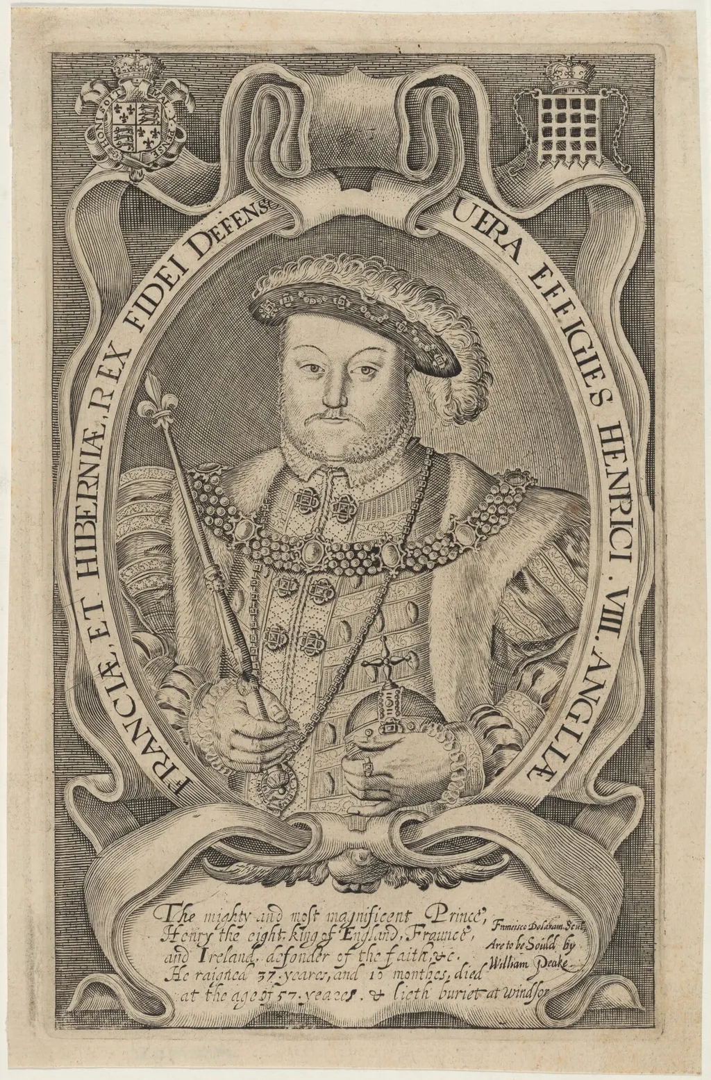 Henrici VIII Angliae, Franciae et Hiberniam Rex (King Henry VIII), by Francis Delaram, ink, 1608