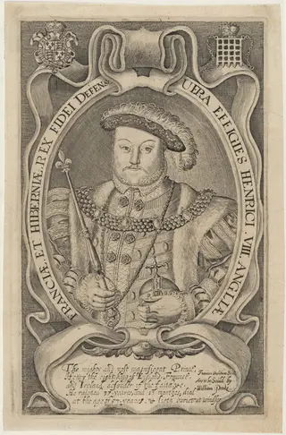 Henrici VIII Angliae, Franciae et Hiberniam Rex (King Henry VIII), by Francis Delaram, ink, 1608