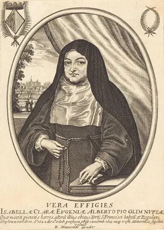 Isabelle Claire Eugénie, by Balthasar Moncornet, ink, 1634