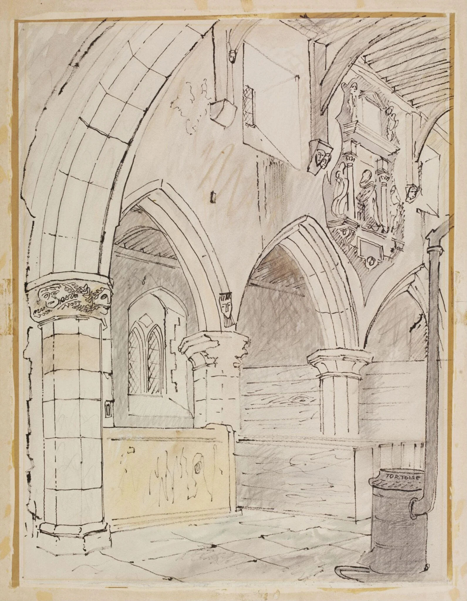 Interior of the Church of St. Denis, Faxton, detail