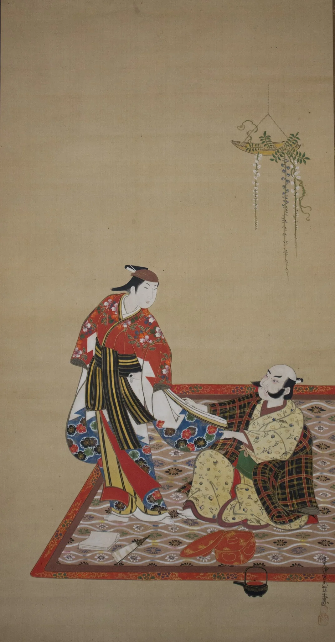 Samurai and Wakashu (Bushi to wakashu), detail