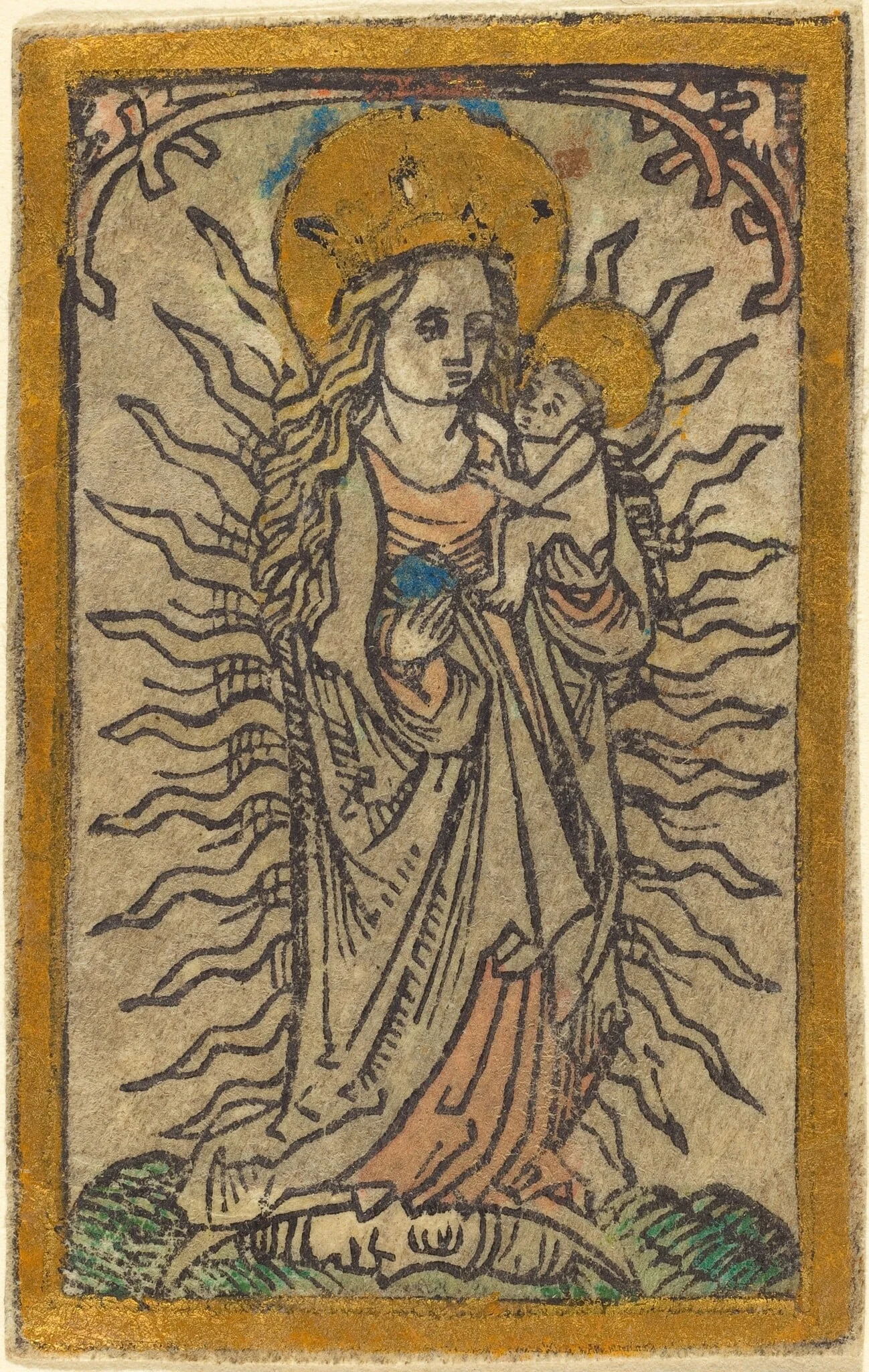 Madonna and Child in a Glory Standing on a Crescent Moon, detail