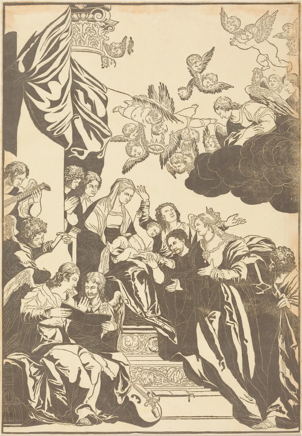 The Mystic Marriage of Saint Catherine, by John Baptist Jackson, ink, 1740