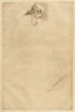 Jo's Bent Head, by James McNeill Whistler, ink, 1861