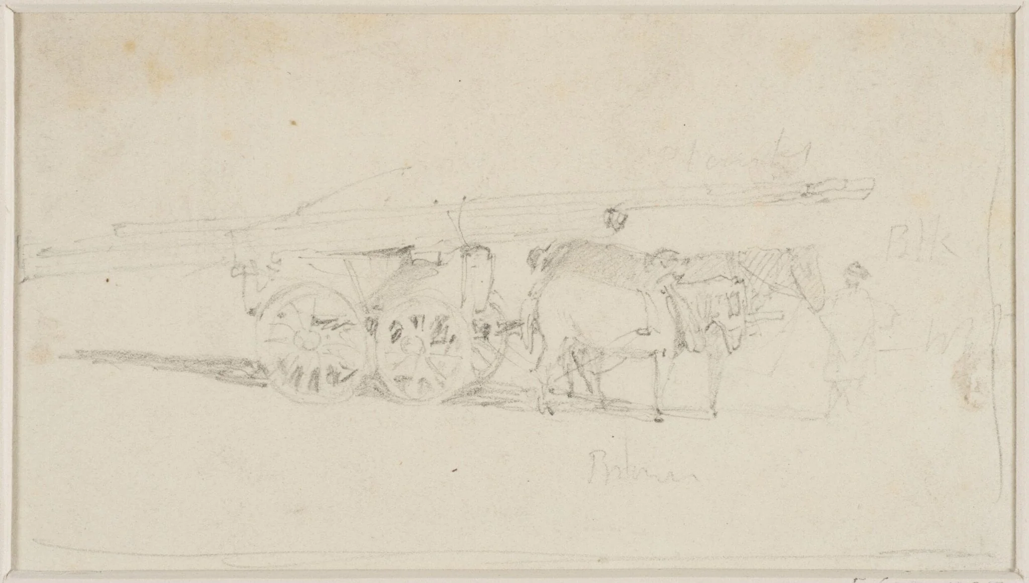 Study of two horses drawing a cart laden with timber, detail