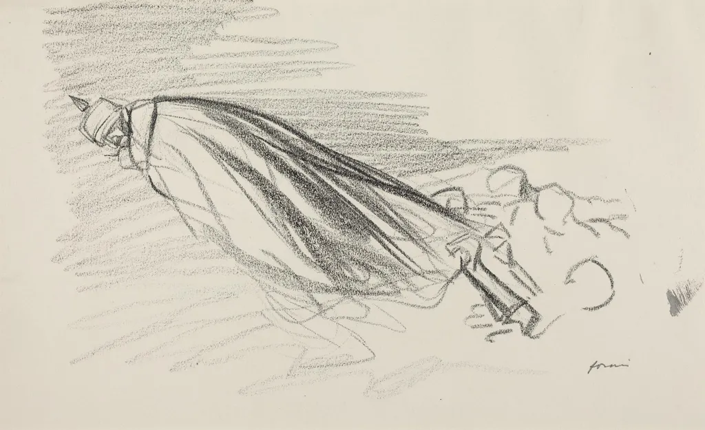 Ceux de la priemiere heure. "Sire! ou en somme-nous de la guerre fraiche et joyeuse!", by Jean-Louis Forain, crayon, 1916