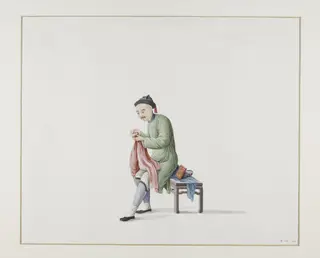 A Clothes Mender, by Puqua, paint, 1790