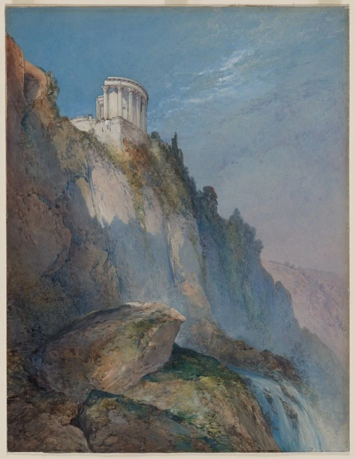 The Temple of Vesta and the Falls at Tivoli, detail