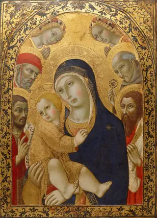 Madonna and Child with Saints Jerome, John the ..., by Sano di Pietro, unspecified, 1450