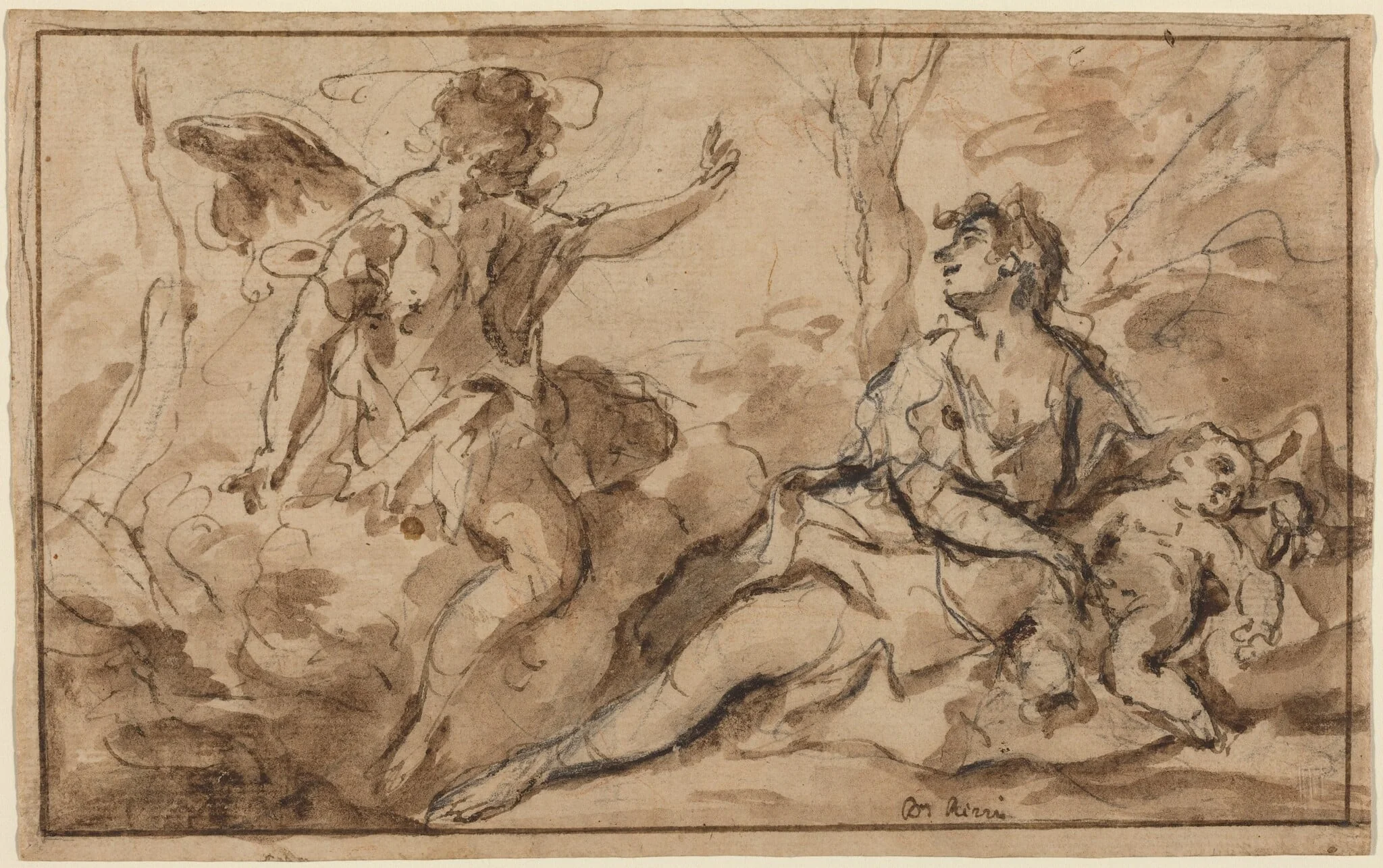 The Angel Appearing to Hagar and Ishmael, detail
