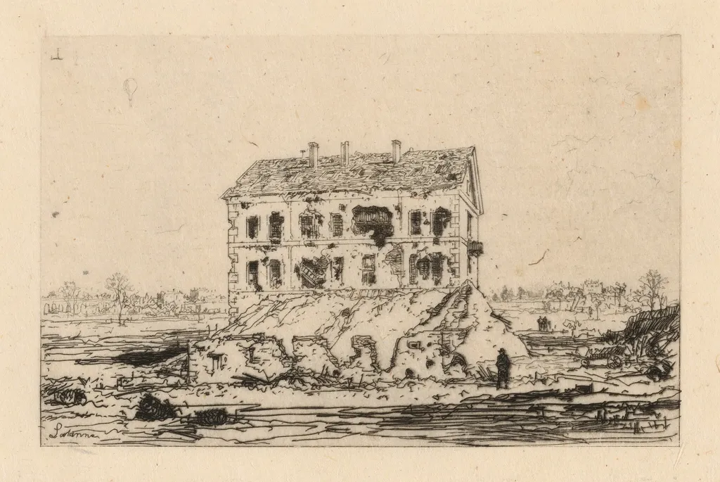 The Effects of Bombardment (Les Effets du bombardement), by Maxime Lalanne, ink, 1871