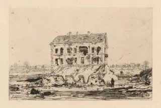 The Effects of Bombardment (Les Effets du bombardement), by Maxime Lalanne, ink, 1871