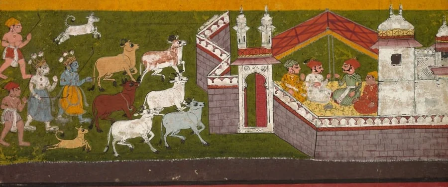 Krishna and Balarama Approaching Mathura, detail