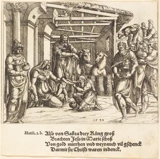 The Adoration of the Magi, by Augustin Hirschvogel, ink, 1548
