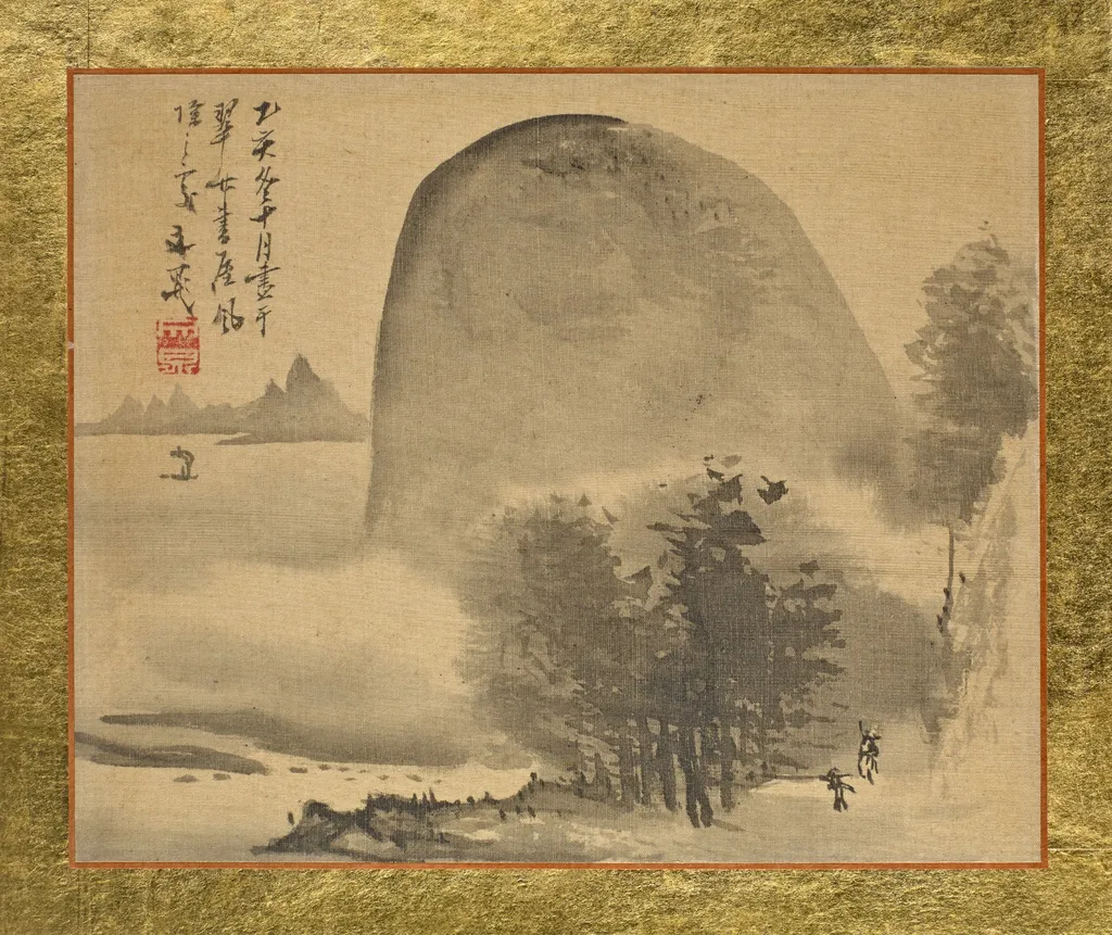 A Small Grove of Trees before a Rounded Hill at the Shore, by Tani Bunchō, unspecified, 1815