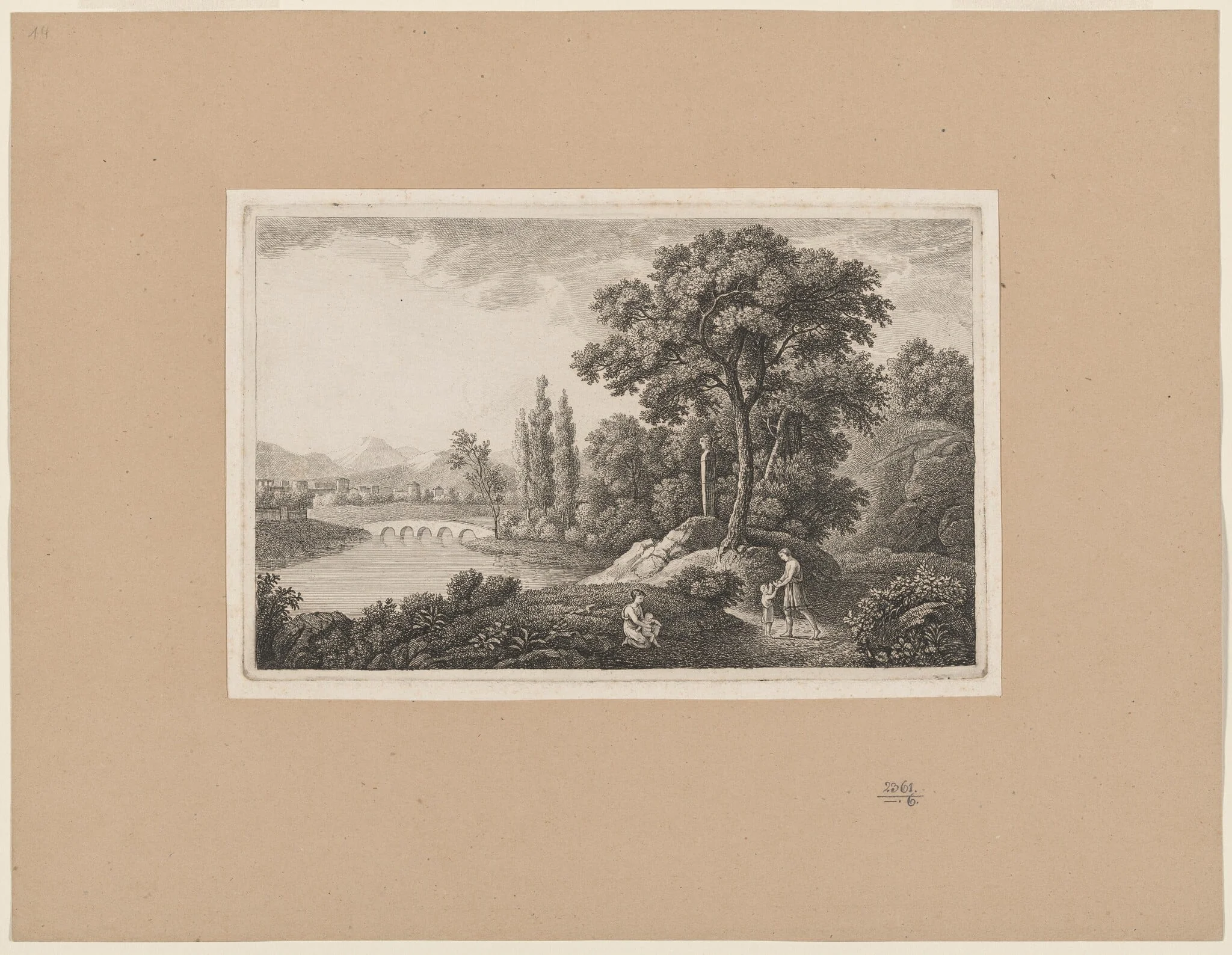 Classical Landscape with a Family by a River, detail
