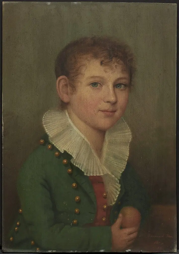 A Young Boy (one of pair of portraits), by Ethan Allen Greenwood, oil, 1814