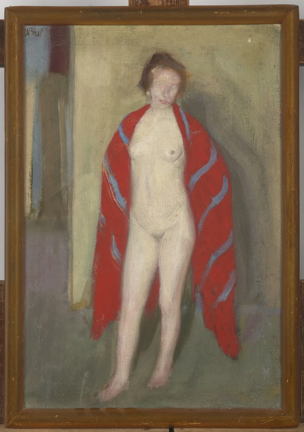 Nude in a Red Shawl, by Wojciech Weiss, oil, 1910