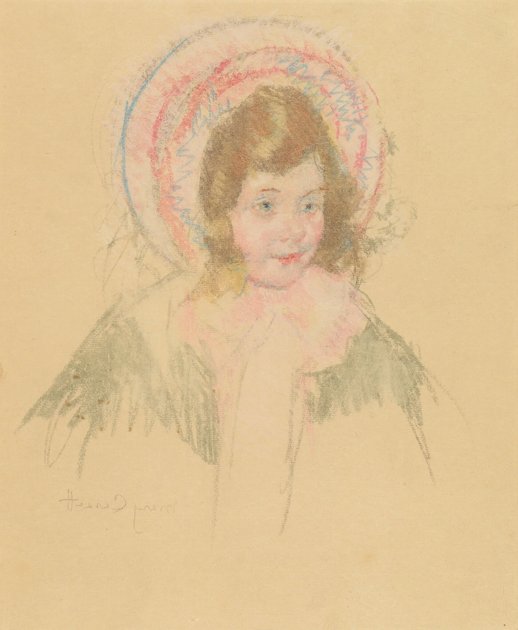 Sara Wearing a Bonnet and Coat, detail