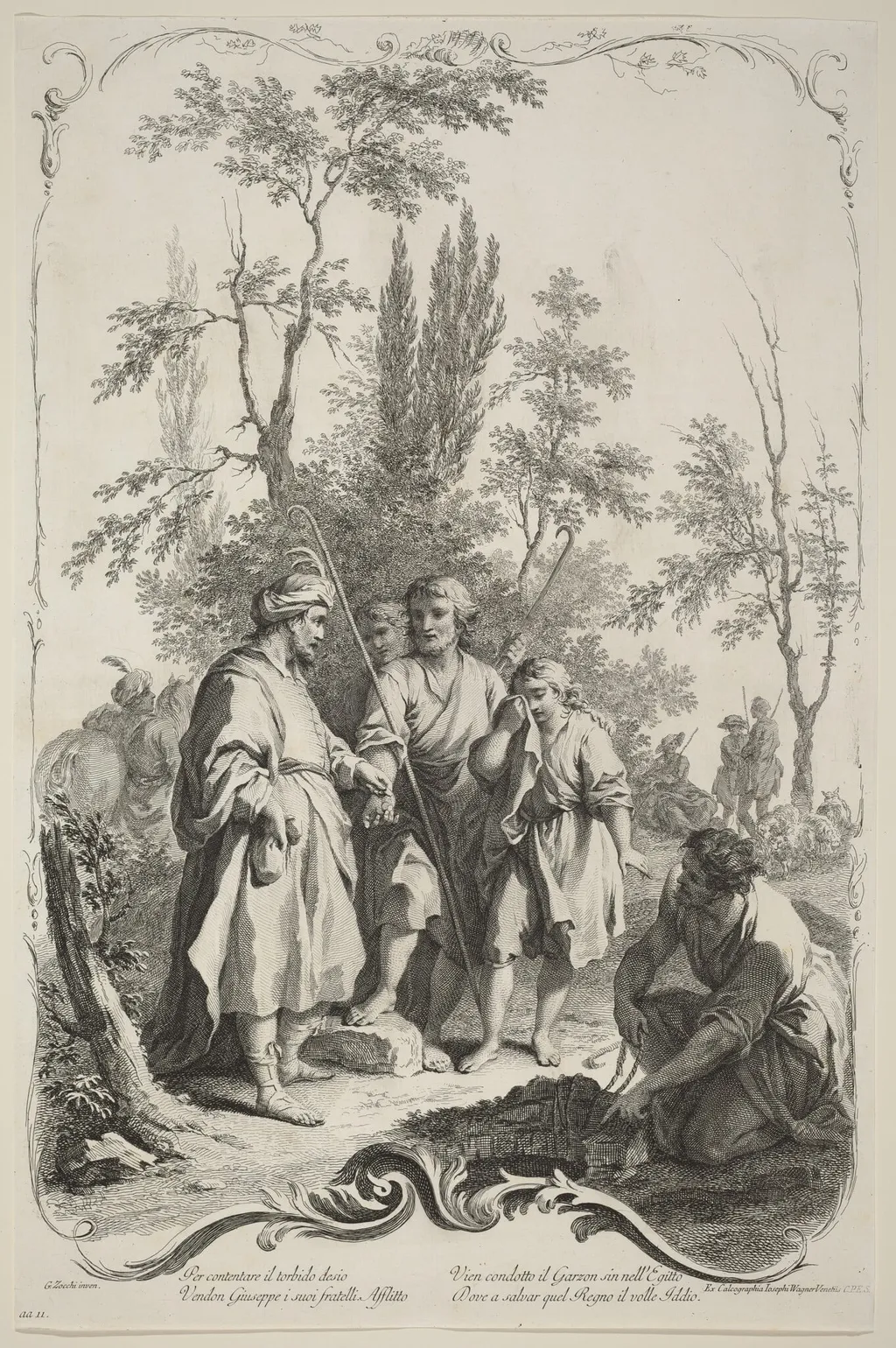 Joseph and His Brothers, by Joseph Wagner, ink, 1745