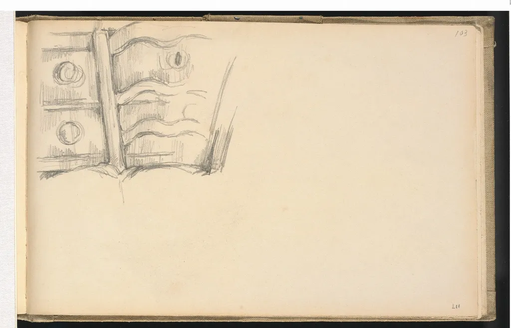 Chair and Dresser, by Paul Cézanne, graphite, 1882