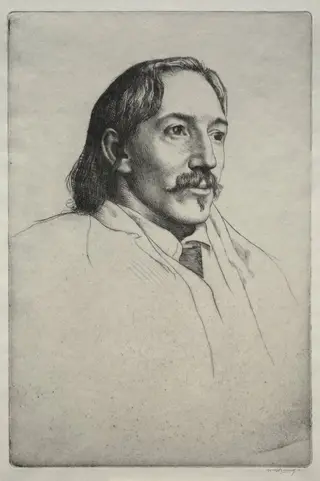 Robert Louis Balfour Stevenson, by William Strang, 1893