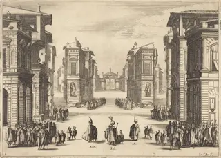 Il Solimano, Act I, by Jacques Callot, ink, 1620