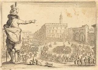 Piazza della Signoria, Florence, by Jacques Callot, ink, 1622