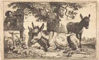 A Donkey by a Water Well, by Jean-Louis Demarne, ink, 1786