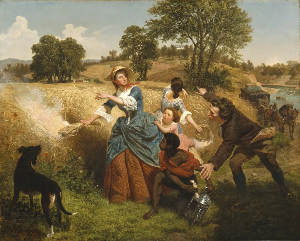 Mrs. Schuyler Burning Her Wheat Fields on the Approach of the British, by Emanuel Leutze, oil, 1852