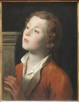 Boy on a pedestal, by Pietro Rotari, oil, 1734