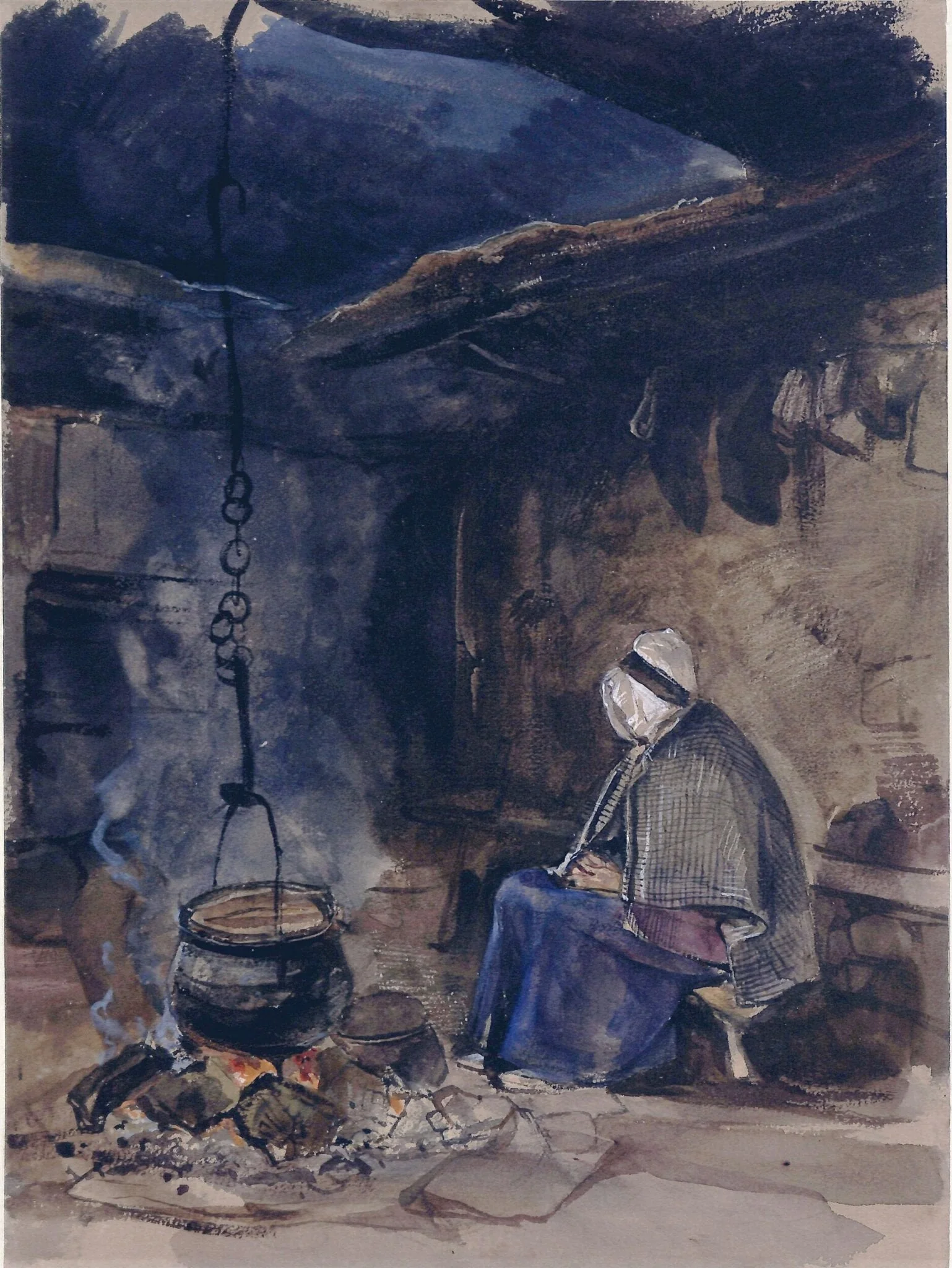A Cottage Interior: Watching the Pot Boil, detail
