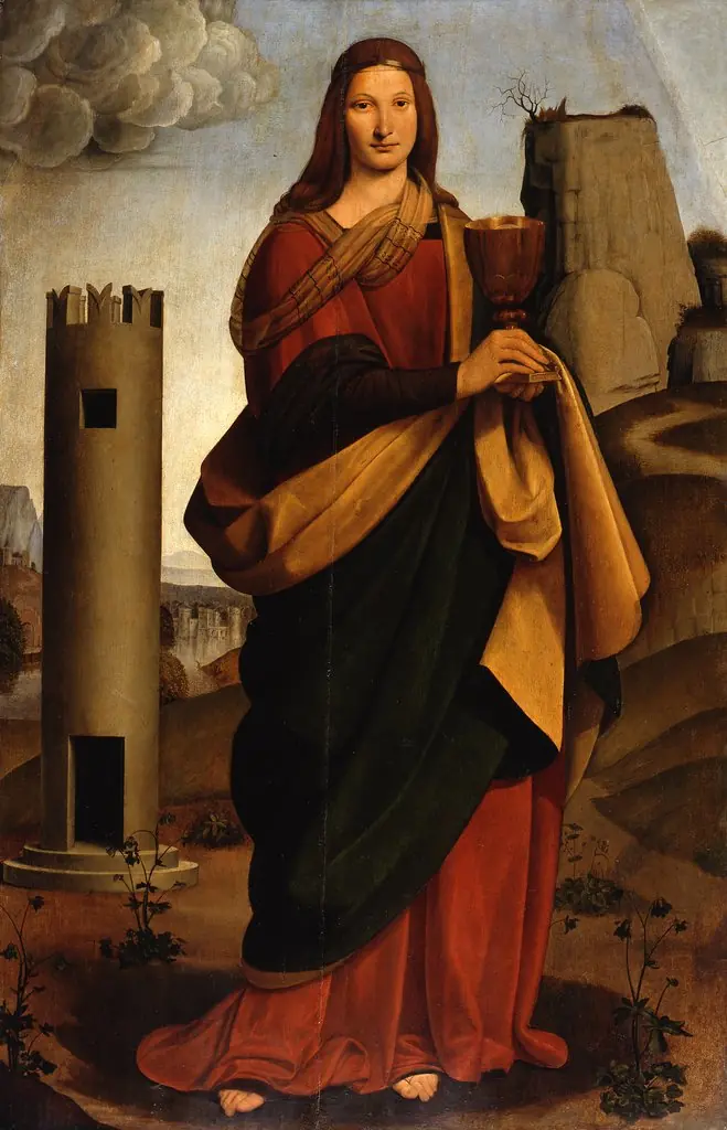 Saint Barbara, by Giovanni Antonio Boltraffio, oil, 1502