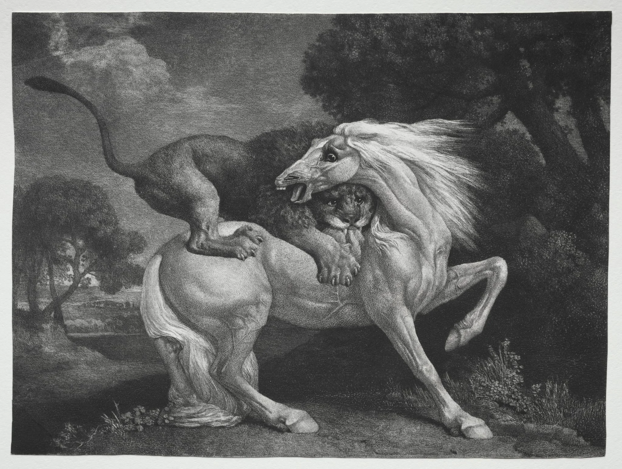 A Horse Attacked by a Lion, detail