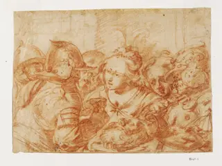 Judith showing the head of Holofernes to the Israelite elders, by Goltzius, 1550