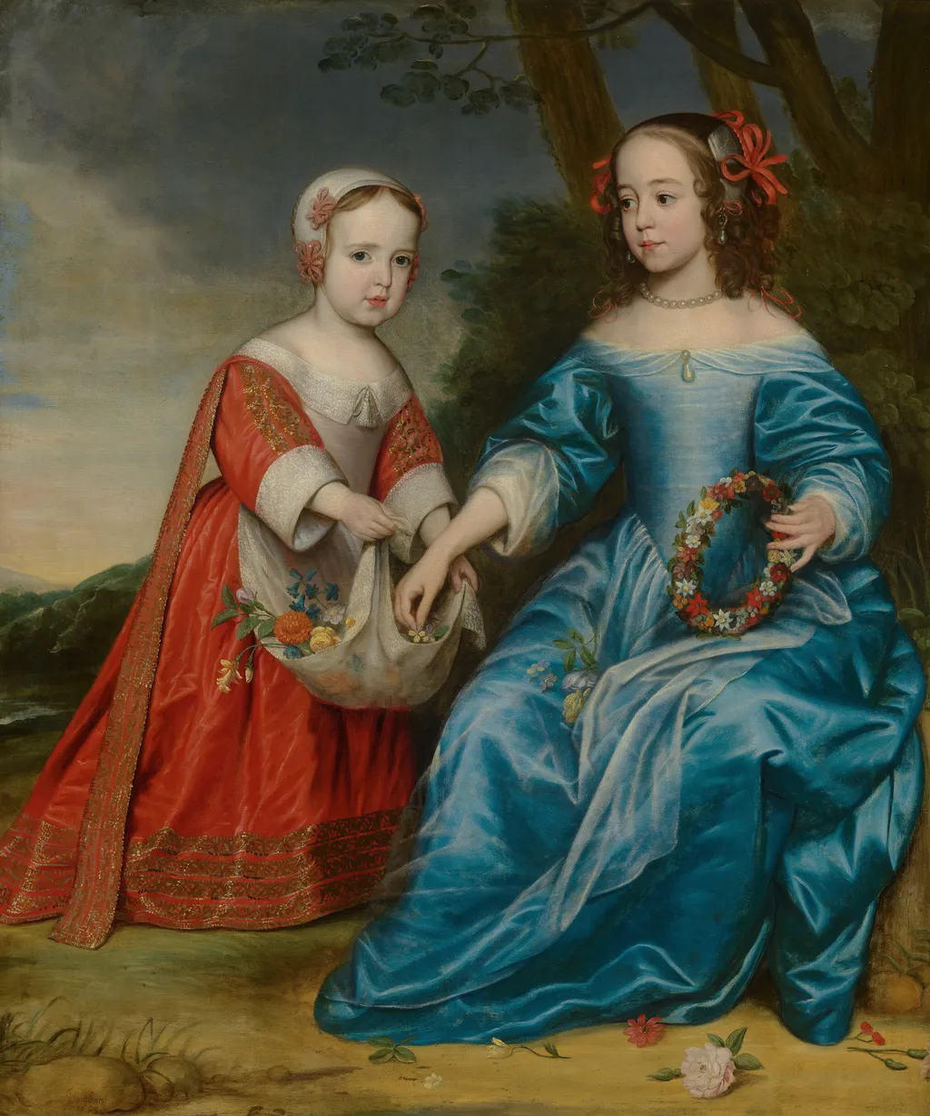 Portrait of William III, Prince of Orange, and Maria, Princess of Orange, as Children, by Gerard van Honthorst, oil, 1653