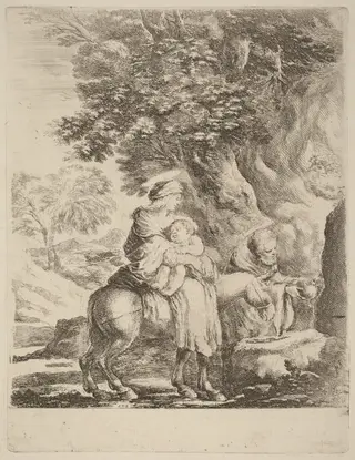 The Flight into Egypt, by Stefano Della Bella, ink, 1637