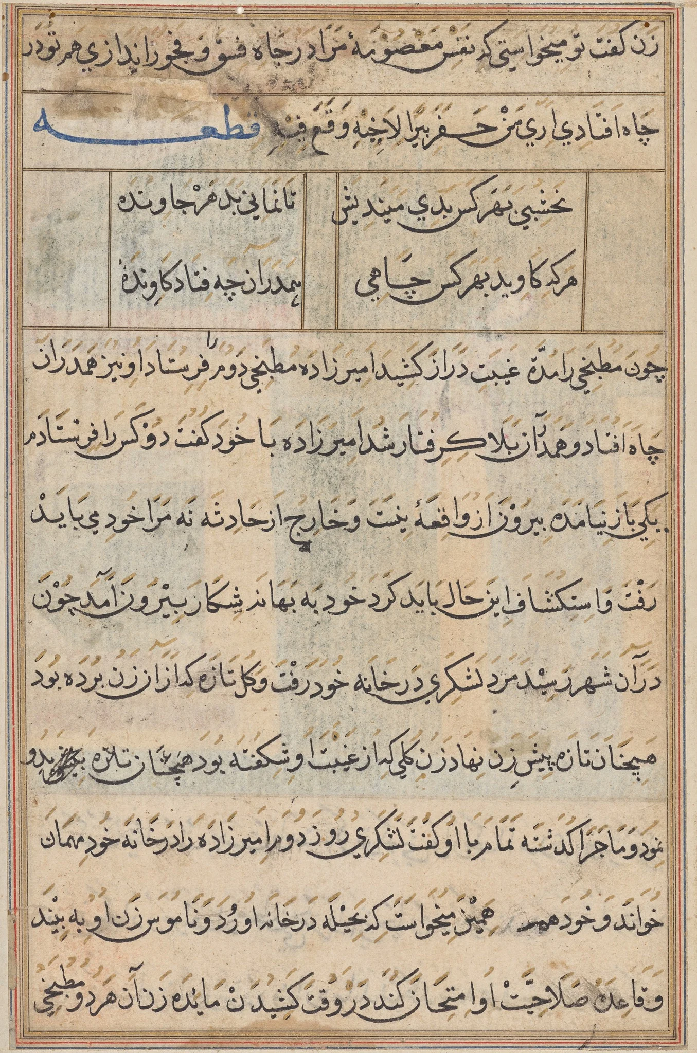 Page from Tales of a Parrot (Tuti-nama): text page, detail