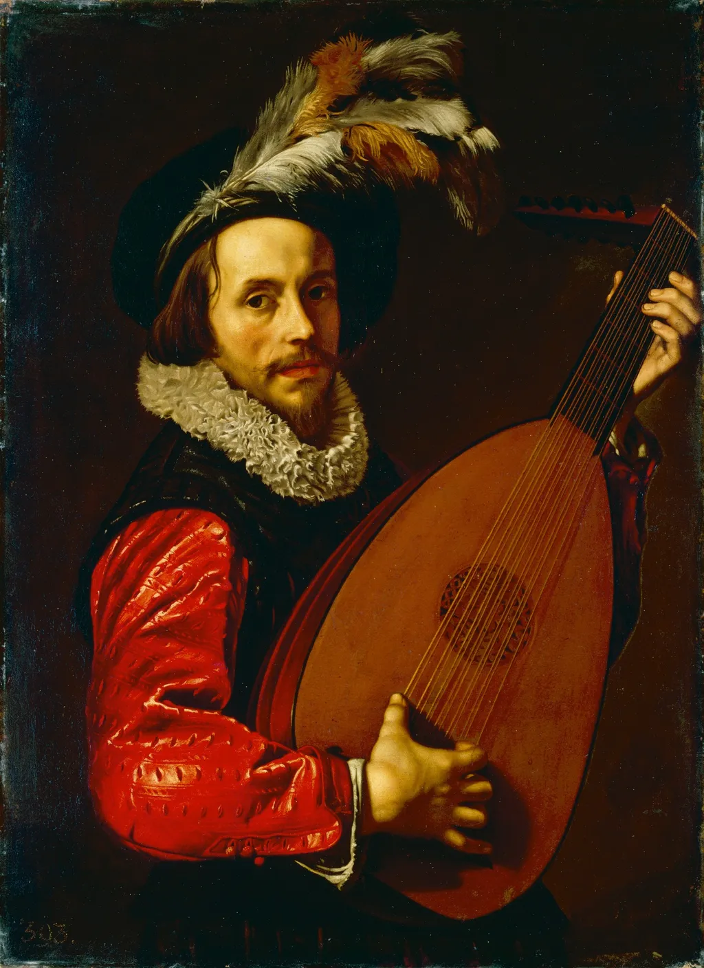 The lute player, by Adam de Coster, oil, 1625