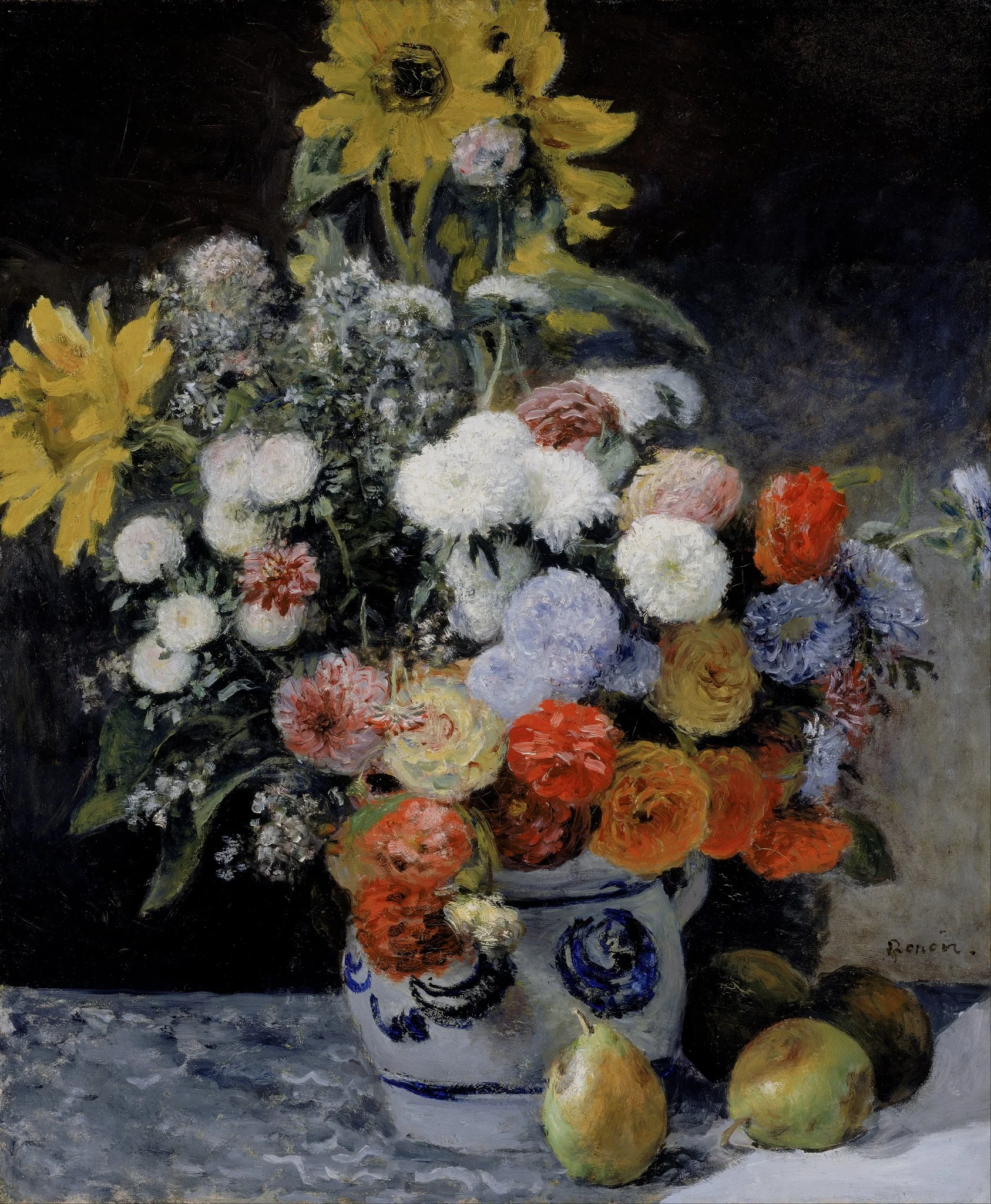 Mixed Flowers in an Earthenware Pot, detail